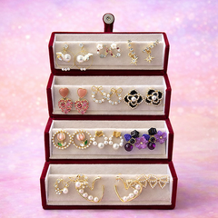 Set of 12 Trendy Korean Earrings with Premium Jewellery Box