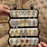 Set of 12 Premium Oxidised Jhumkas with Elegant Black Jewellery Box