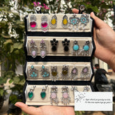 Set of 12 Trendy Oxidized Stud Earrings Along with a Compact Foldable Storage Box