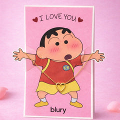 Cute Shinchan Love Necklace Combo with Romantic Card & Gift Box