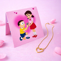 Cute Shinchan Love Necklace Combo with Romantic Card & Gift Box