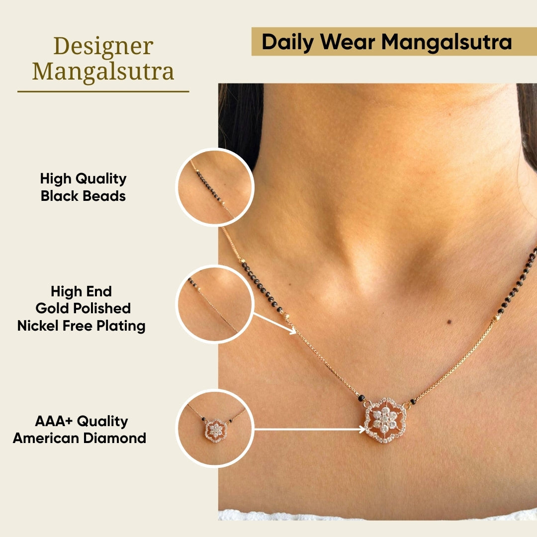 Solitaire Diamonds Flower Mangalsutra